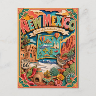 PopCut States New Mexico Colorful 3D Paper Art Postcard