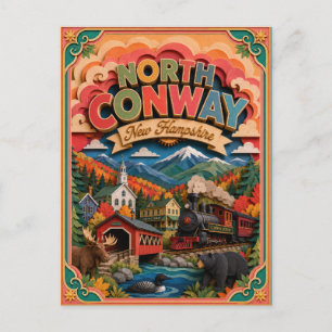 PopCut States North Conway New Hampshire Paper Art Postcard