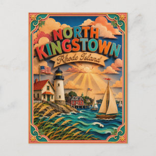 PopCut States North Kingstown Rhode Island Art Postcard