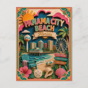 PopCut States Panama City Beach Florida Paper Art Postcard