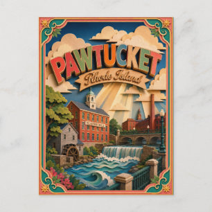 PopCut States Pawtucket Rhode Island Paper Art Postcard