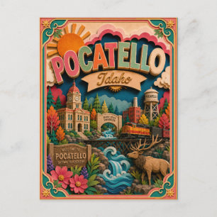 PopCut States Pocatello Idaho Paper Art Postcard