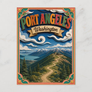 PopCut States Port Angeles Washington Paper Art Postcard