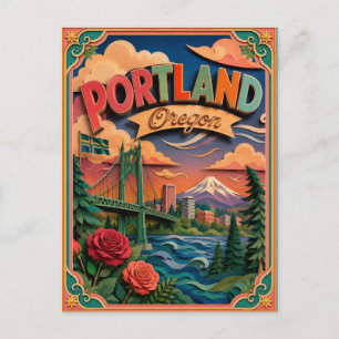 PopCut States Portland Oregon Paper Art Postcard