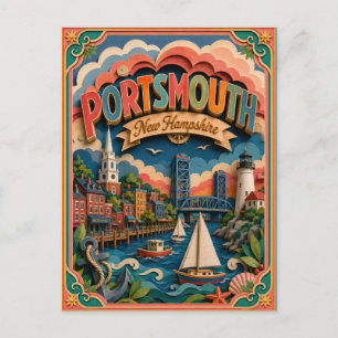 PopCut States Portsmouth New Hampshire Paper Art Postcard