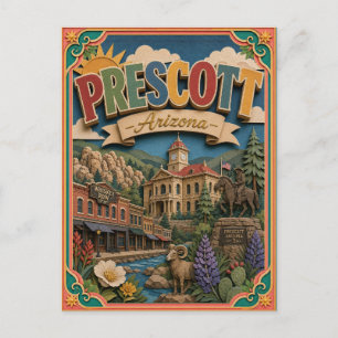 PopCut States Prescott Arizona Paper Art Postcard
