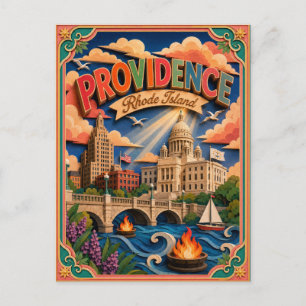 PopCut States Providence Rhode Island Paper Art Postcard