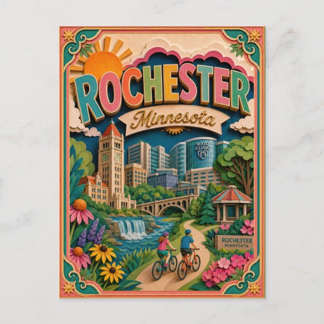 PopCut States Rochester Minnesota Paper Art Postcard (Front)