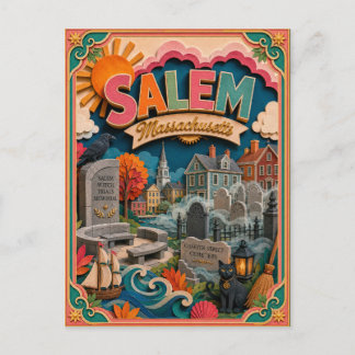 PopCut States Salem Massachusetts Paper Art Postcard