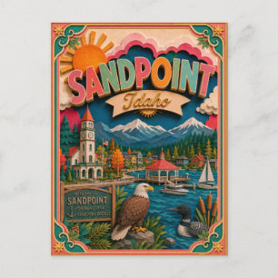 PopCut States Sandpoint Idaho Paper Art Postcard