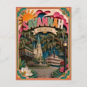 PopCut States Savannah Georgia Paper Art Postcard