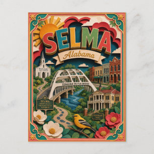 PopCut States Selma Alabama Paper Art Postcard