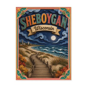 PopCut States Sheboygan Wisconsin Paper Art Postcard
