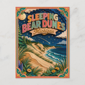 PopCut States Sleeping Bear Dunes Michigan Art Postcard