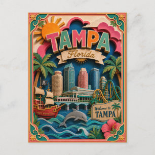 PopCut States Tampa Florida Paper Art Postcard
