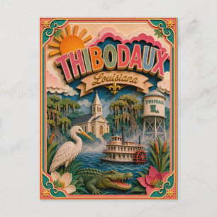 PopCut States Thibodaux Louisiana Paper Art Postcard