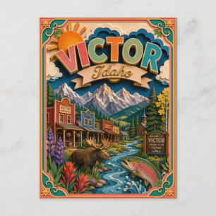 PopCut States Victor Idaho Paper Art Postcard
