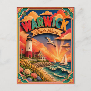 PopCut States Warwick Rhode Island Paper Art Postcard