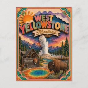 PopCut States West Yellowstone Montana Paper Art Postcard