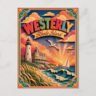 PopCut States Westerly Rhode Island Paper Art Postcard