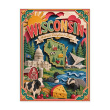 PopCut States Wisconsin Colorful 3D Paper Art