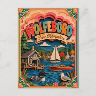 PopCut States Wolfeboro New Hampshire Paper Art Postcard