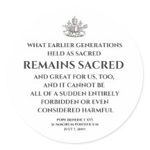 Pope Benedict Summorum Pontificum Quote Sticker