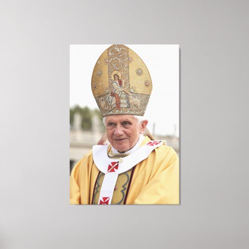 Pope Benedict XVI Sitting in Full Costume Canvas