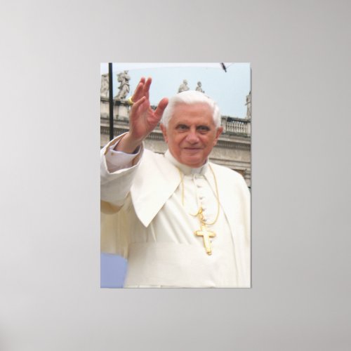 Pope Benedict XVI Waving to Crowd Poster Canvas Print