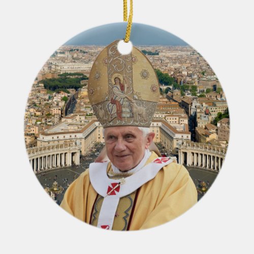 Pope Benedict XVI with the Vatican City Ceramic Ornament