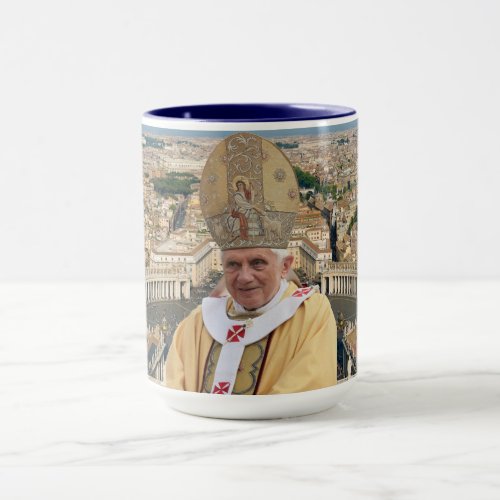 Pope Benedict XVI with the Vatican City Full Photo Mug