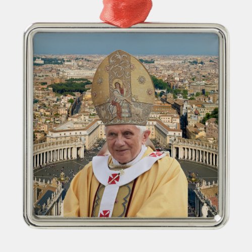 Pope Benedict XVI with the Vatican City Metal Ornament