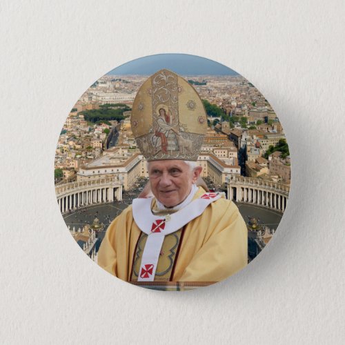 Pope Benedict XVI with the Vatican City Pinback Button