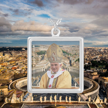 Pope Benedict Xvi With The Vatican City Silver Plated Necklace by fabpeople at Zazzle