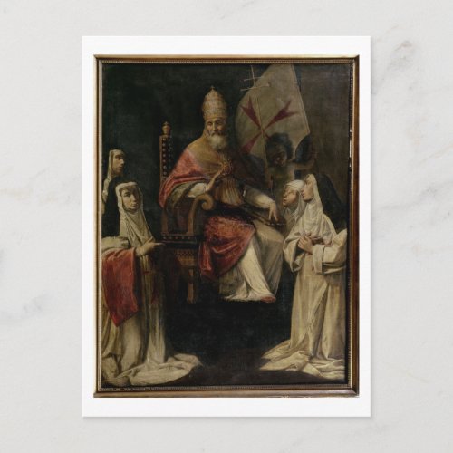 Pope Clement VIII blessing Carmelite Nuns oil on Postcard