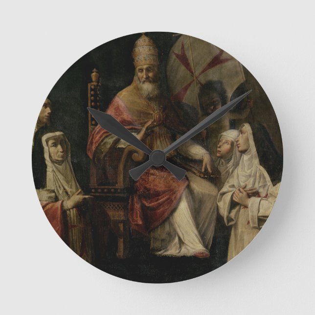 Pope Clement VIII blessing Carmelite Nuns (oil on Round Clock (Front)