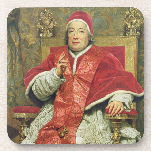 Pope Clement XIII (1693-1769) (oil on canvas) Drink Coaster (Front)