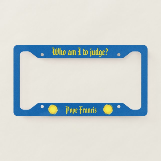 Pope Francis Blue License Plate Frame (Front)