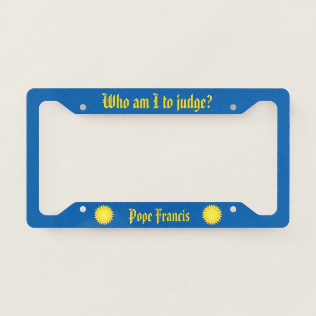 Pope Francis Blue License Plate Frame