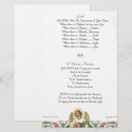 pope francis=st. francis simple prayer=angel (Front/Back)