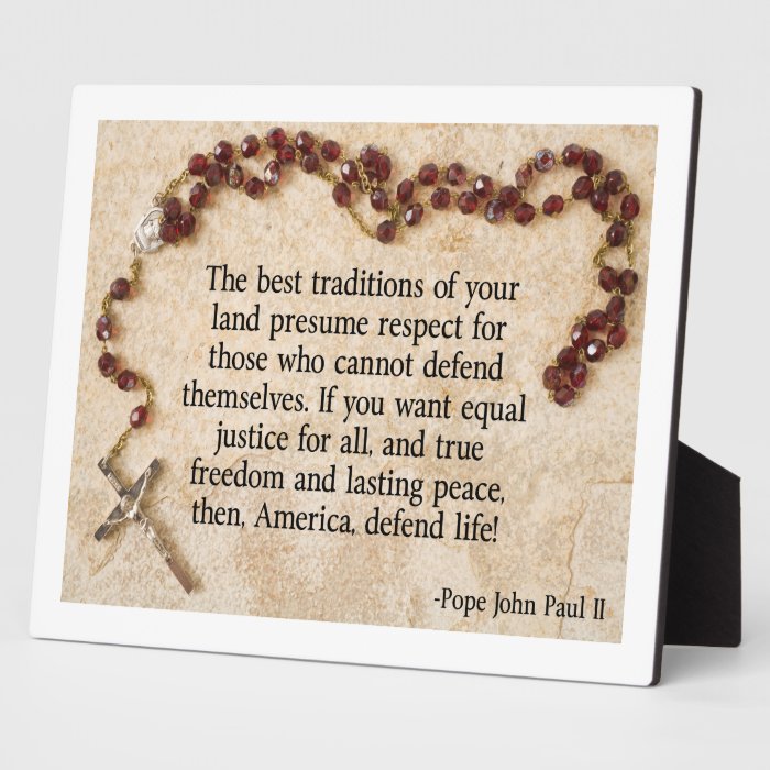 Pope John Paul Defend Life Photo Plaques