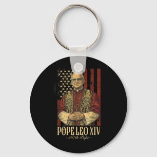 Pope Leo And America Us Pope Leo Xiv  Keychain