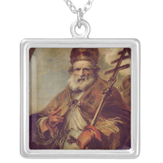 Pope Leo I Silver Plated Necklace (Front)