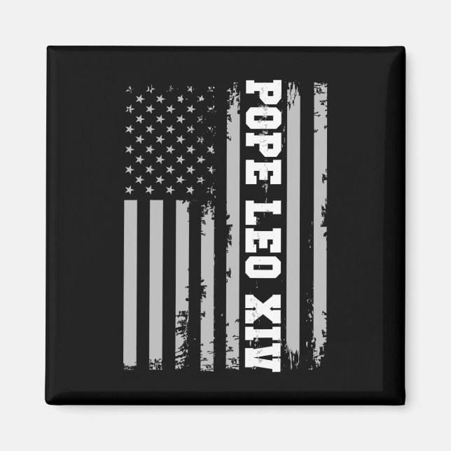 Pope Leo Xiv 14th First American Pope Usa Flag Vin Magnet (Front)