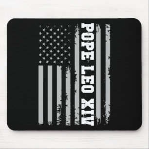 Pope Leo Xiv 14th First American Pope Usa Flag Vin Mouse Pad