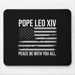 Pope Leo Xiv 14th First American Pope Usa Flag Vin Mouse Pad
