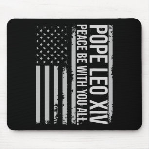Pope Leo Xiv 14th First American Pope Usa Flag Vin Mouse Pad