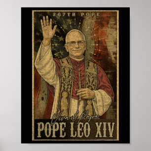 Pope Leo Xiv 14th First American Pope Usa Flag Vin Poster