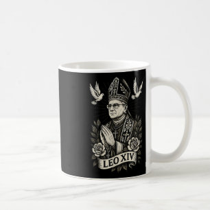 Pope Leo Xiv - Catholic Tattoo Style Christian Des Coffee Mug