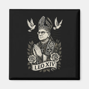 Pope Leo Xiv - Catholic Tattoo Style Christian Des Magnet